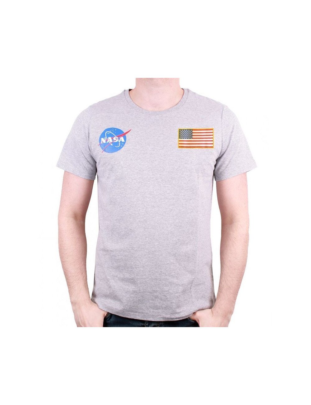 T-Shirt NASA - Gris - logo drapeau - S
