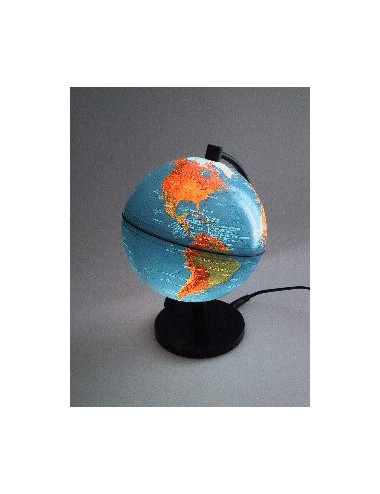 Mini globe Terre physique lumineux - 13 cm