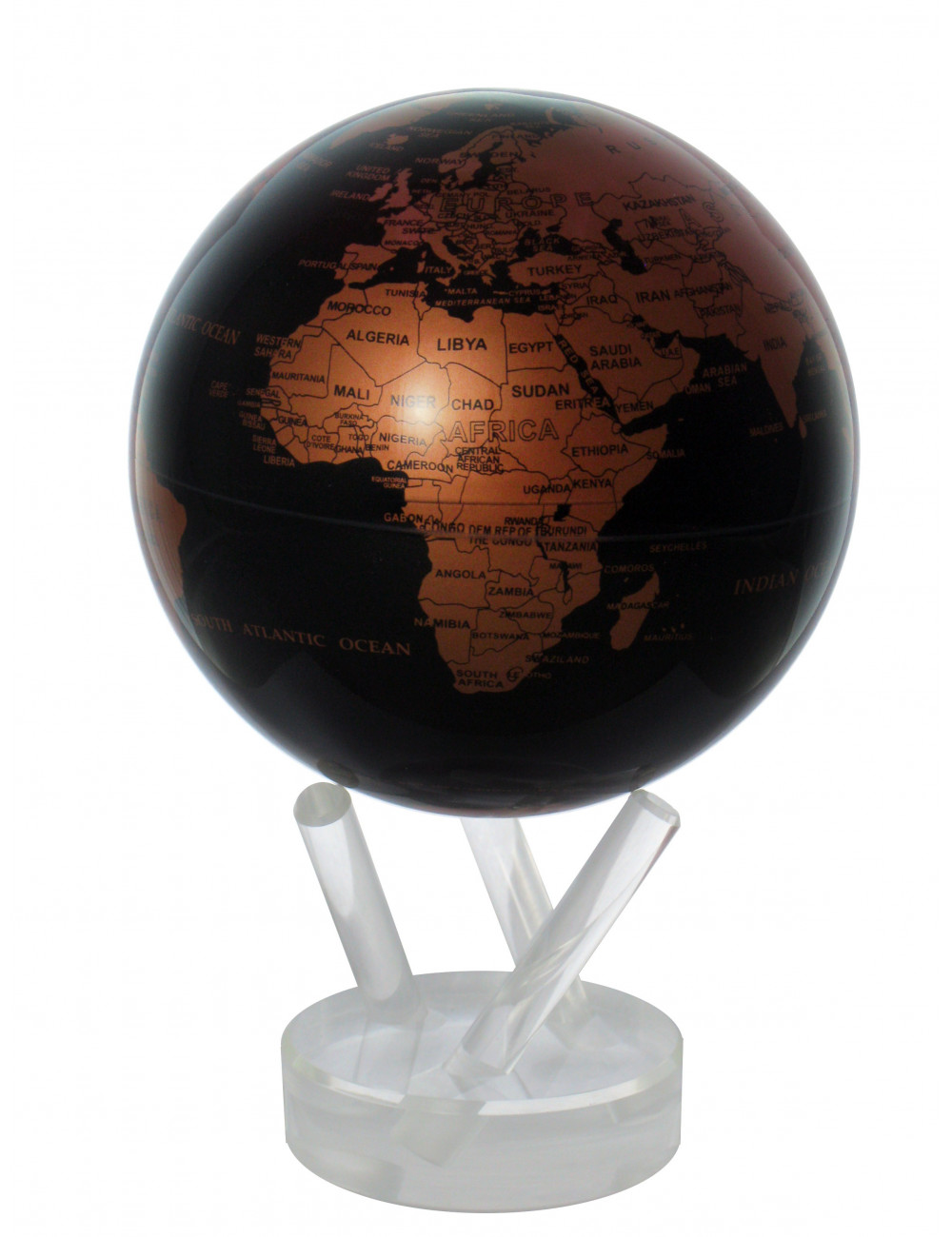 Globe autorotatif noir/cuivre 114 mm
